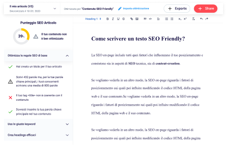 Scrivi testi ottimizzati SEO